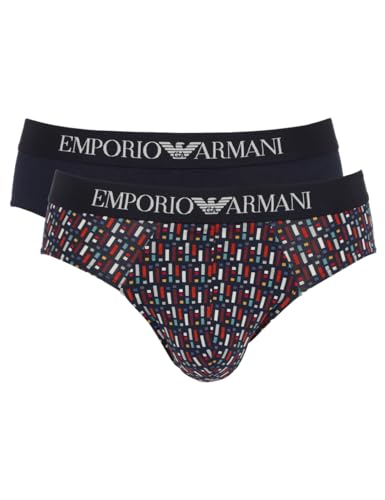 Emporio Armani Men's 2-Pack Classic Pattern Mix Brief, Marine Print/Marine, X-Large von Emporio Armani
