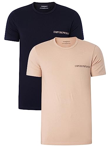 Emporio Armani Men's 2-Pack Core Logoband Crew Neck T-Shirt, Rope/Marine, Small von Emporio Armani