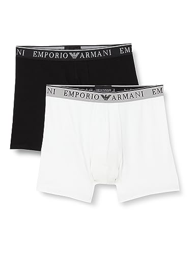 Emporio Armani Men's 2-Pack Endurance Mid Waist Boxer, Black/White, X-Large von Emporio Armani