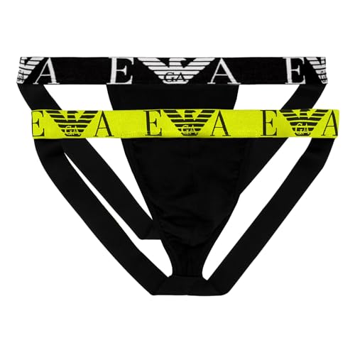 Emporio Armani Men's 2-Pack Jockstrap Bold Monogram Jock Strap, Black/Black, L von Emporio Armani