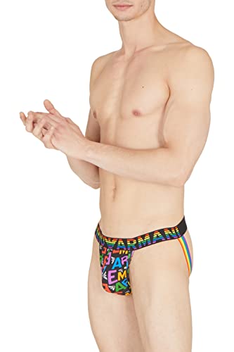 Emporio Armani Men's 2-Pack Jockstrap Logo Jock Strap, Ea Rainbow Col/Black, M von Emporio Armani