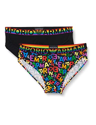 Emporio Armani Men's 2-Pack Logo Briefs, Ea Rainbow Col/Black, M von Emporio Armani