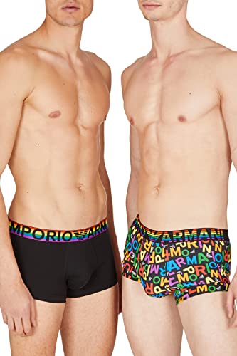 Emporio Armani Men's 2-Pack Logo Trunks, Ea Rainbow Col/Black, XL von Emporio Armani