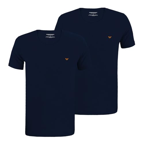 Emporio Armani Men's 2-Pack Pure Cotton Crew Neck T-Shirt, Marine/Marine, X-Large von Emporio Armani