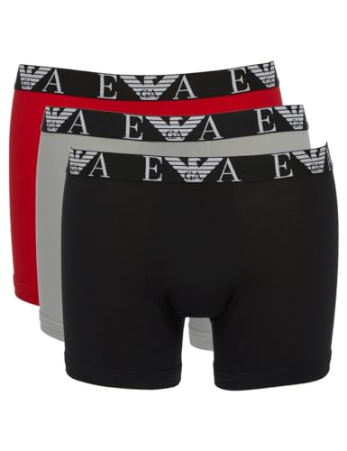 Emporio Armani Men's 3-Pack Bold Monogram Boxer, Red/Stone/Black, X-Large von Emporio Armani