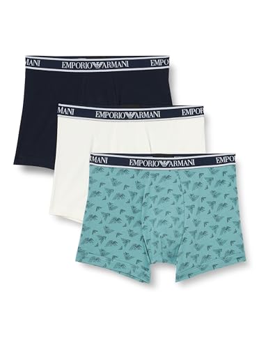 Emporio Armani Men's 3-Pack Core Logoband Boxer, Cream/Print Artic/Marine, X-Large von Emporio Armani