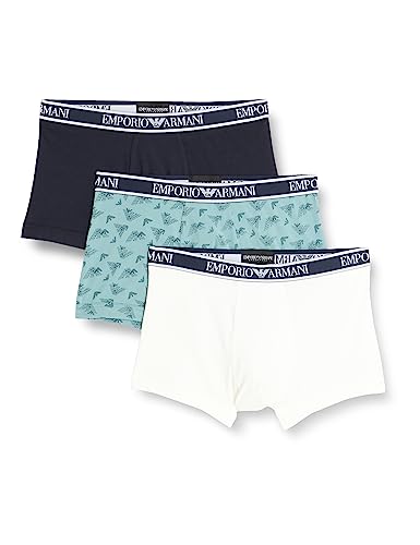 Emporio Armani Men's 3-Pack Core Logoband Trunk, Cream/Print Artic/Marine, X-Large von Emporio Armani