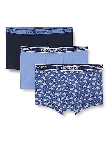 Emporio Armani Men's 3-Pack Core Logoband Trunk, Oxford/Print Indigo/Marine, X-Large von Emporio Armani