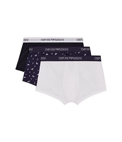 Emporio Armani Men's 3-Pack Pure Cotton Trunks, Marin/Pr.eclips/Whit, XL (3er Pack) von Emporio Armani