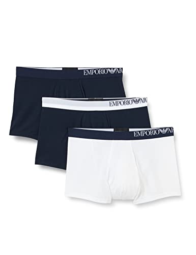 Emporio Armani Men's 3-Pack Soft Touch Eco Fiber Trunks, Marine/White/Marine, M von Emporio Armani