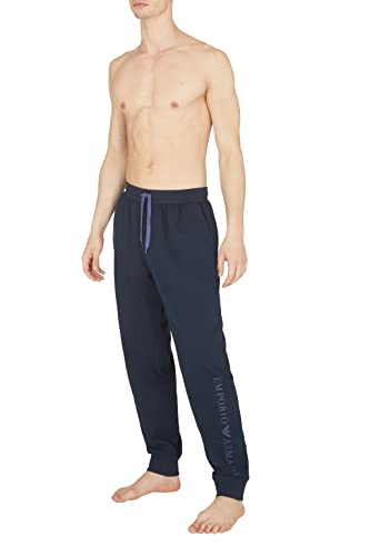 Emporio Armani Men's All Over Logo Terry Trousers, Marine, L von Emporio Armani