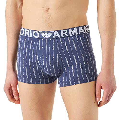 Emporio Armani Men's All Over Vertical Logo Trunks, Vert.Ea Denim/White, XL von Emporio Armani