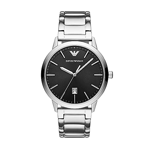 Emporio Armani Herrenuhr, DreizeigerDatumswerk, 43 mm silbernes Edelstahlgehäuse mit Edelstahlarmband, AR11310 von Emporio Armani