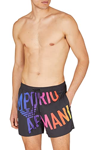 Emporio Armani Men's Bold Logo Boxer Swim Trunks, Black Multi Col.Obl, 50 von Emporio Armani