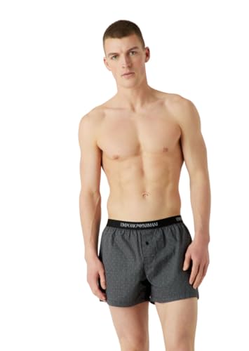 Emporio Armani Men's Boxer Yarn Dyed Woven Pajama, Black/Pearl Micropattern, X-Large von Emporio Armani