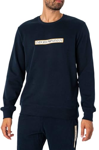 Emporio Armani Men's Brushed Terry Crew Neck Sweater, Marine, Large von Emporio Armani