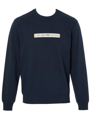 Emporio Armani Men's Brushed Terry Crew Neck Sweater, Marine, Large von Emporio Armani