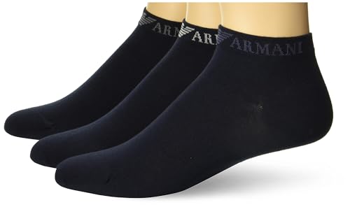 Emporio Armani Men's Casual 3-Pack 3 Pack Sneaker Socks, Marine/Marine/Marine, S/M von Emporio Armani