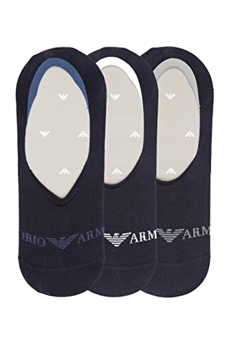 Emporio Armani Men's Casual 3-Pack Footie Socks, Marine/Marine/Marine, S/M von Emporio Armani
