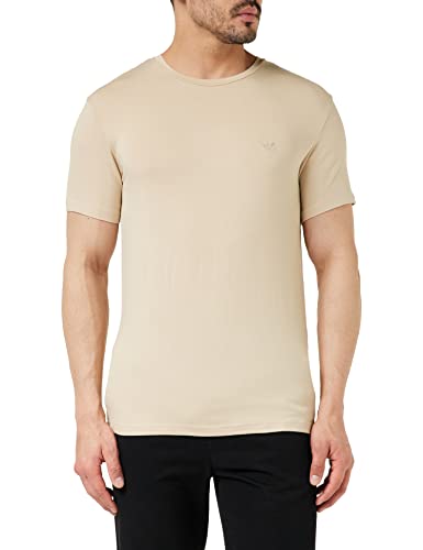 Emporio Armani Men's Crew Neck Deluxe Viscose T-Shirt, Sand Yellow, L von Emporio Armani