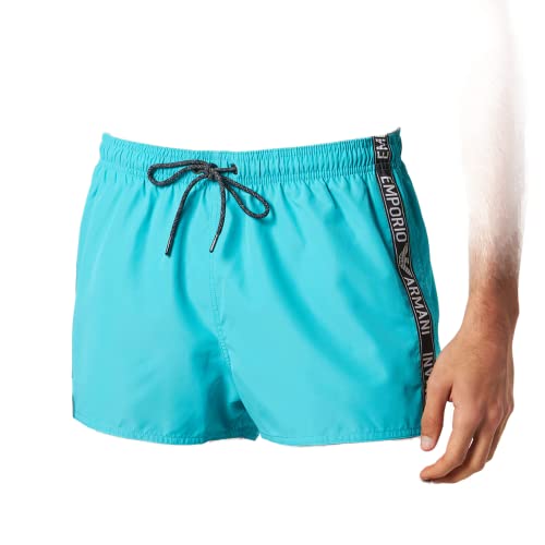 Emporio Armani Men's Denim Tape Shorts Swim Trunks, Turquoise, 50 von Emporio Armani