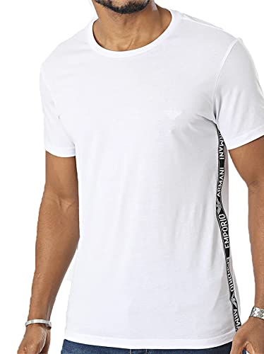 Emporio Armani Men's Denim Taping Crew Neck T-Shirt, White, XL von Emporio Armani
