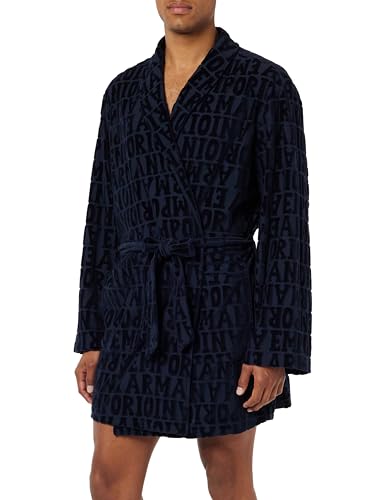 Emporio Armani Men's Dressing-Gown Bold Logo Chenille Nightgown, Marine Jacquard, L/XL von Emporio Armani