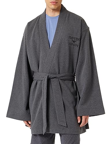 Emporio Armani Men's Dressing-Gown Kimono Iconic Terry Nightgown, Black Melange Grey, L/XL von Emporio Armani