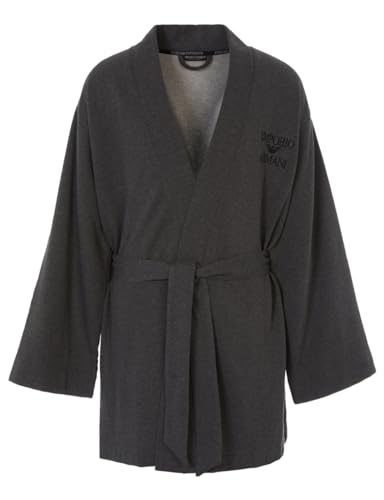 Emporio Armani Men's Dressing-Gown Kimono Iconic Terry Nightgown, Black Melange Grey, S/M von Emporio Armani