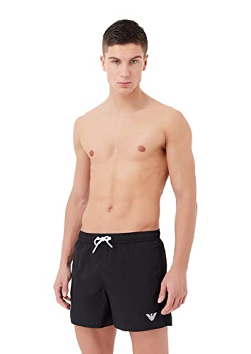 Emporio Armani Men's Embroidery Logo Boxer Short Swim Trunks, Black, 52 von Emporio Armani