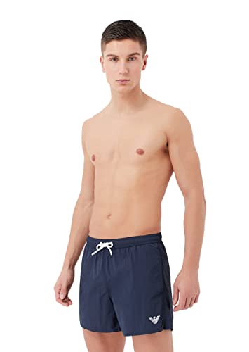 Emporio Armani Men's Embroidery Logo Boxer Short Swim Trunks, Navy Blue, 52 von Emporio Armani