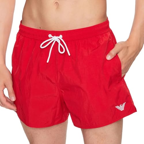 Emporio Armani Men's Embroidery Logo Boxer Short Swim Trunks, Ruby Red, 48 von Emporio Armani