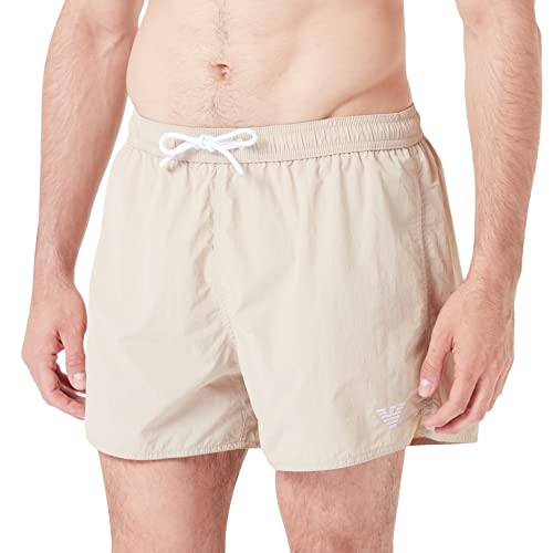 Emporio Armani Men's Embroidery Logo Boxer Short Swim Trunks, Sand Yellow, 48 von Emporio Armani