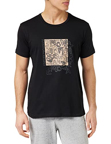 Emporio Armani Men's Graphic Patterns Crew Neck T-Shirt, Black Lettering, L von Emporio Armani