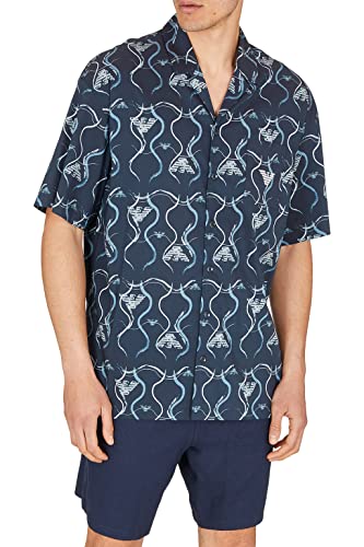 Emporio Armani Men's Graphic Patterns Short Sleeve Dress Shirt, Eagle Allover, L von Emporio Armani