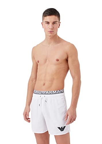 Emporio Armani Men's Man's Logo Band Boxer Swim Trunks, White, 48 von Emporio Armani