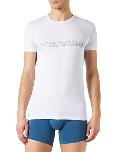 Emporio Armani Men's Mega Logo T-Shirt, White, L von Emporio Armani