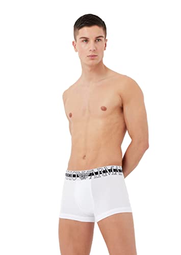 Emporio Armani Herren Men's Mega Logo Trunks, Weiß, L von Emporio Armani