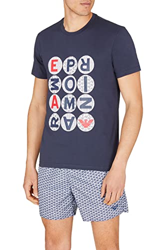 Emporio Armani Men's Micropattern Crew Neck T-Shirt, Navy Blue, S von Emporio Armani