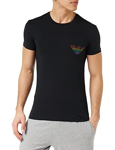 Emporio Armani Men's Rainbow Logo T-Shirt, Black, XL von Emporio Armani