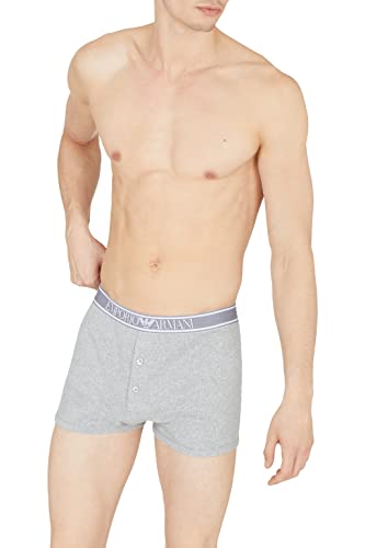 Emporio Armani Men's Ribbed Stretch Cotton Boxer Shorts, Light Grey Melange, L von Emporio Armani