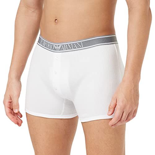 Emporio Armani Men's Ribbed Stretch Cotton Boxer Shorts, White, S von Emporio Armani