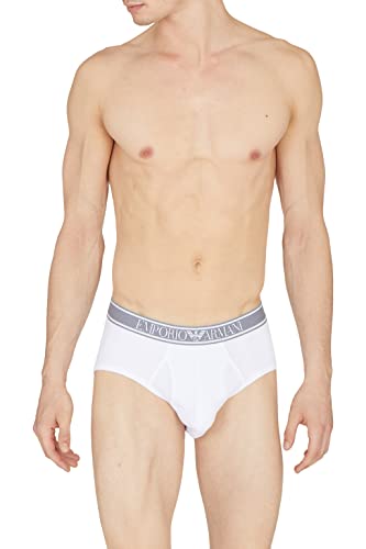 Emporio Armani Men's Ribbed Stretch Cotton Briefs, White, S von Emporio Armani