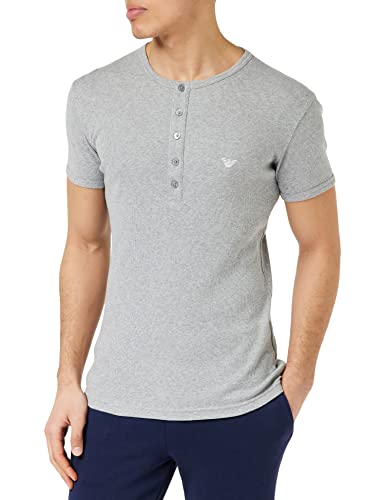 Emporio Armani Men's Ribbed Stretch Cotton Sweater, Light Grey Melange, M von Emporio Armani