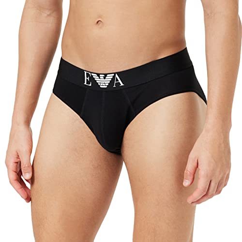 Emporio Armani Men's Shiny Big Logo Briefs, Black, M von Emporio Armani