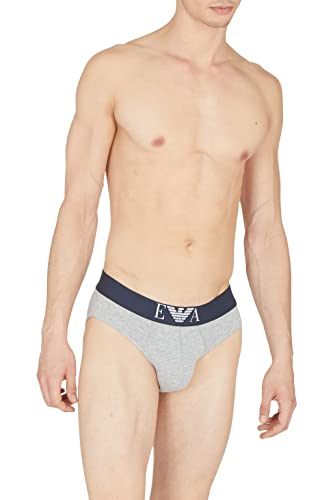 Emporio Armani Men's Shiny Big Logo Briefs, Light Grey Melange, L von Emporio Armani