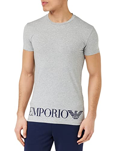 Emporio Armani Men's Shiny Big Logo T-Shirt, Light Grey Melange, M von Emporio Armani