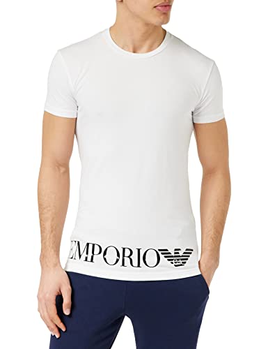 Emporio Armani Men's Shiny Big Logo T-Shirt, White, L von Emporio Armani