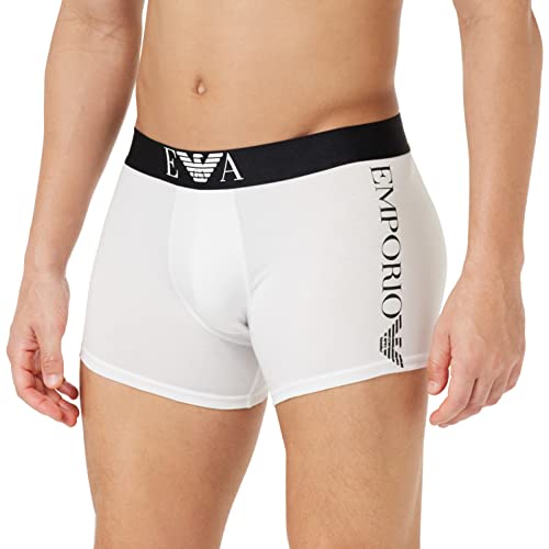 Emporio Armani Men's Shiny Big Logo Trunks, White, L von Emporio Armani