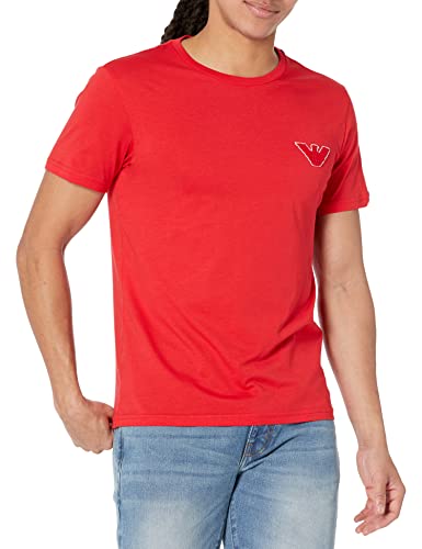 Emporio Armani Men's Sponge Eagle Crew Neck T-Shirt, Ruby Red, M von Emporio Armani